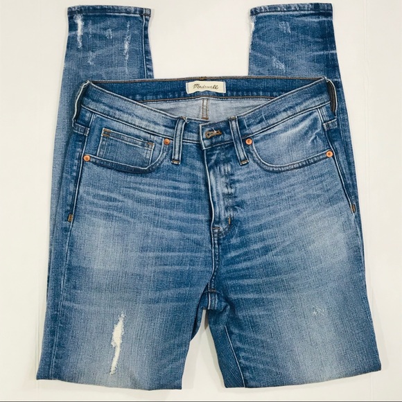 Madewell Denim - Madewell 9in HighRise Destructed Hem Skinny Sz 28
